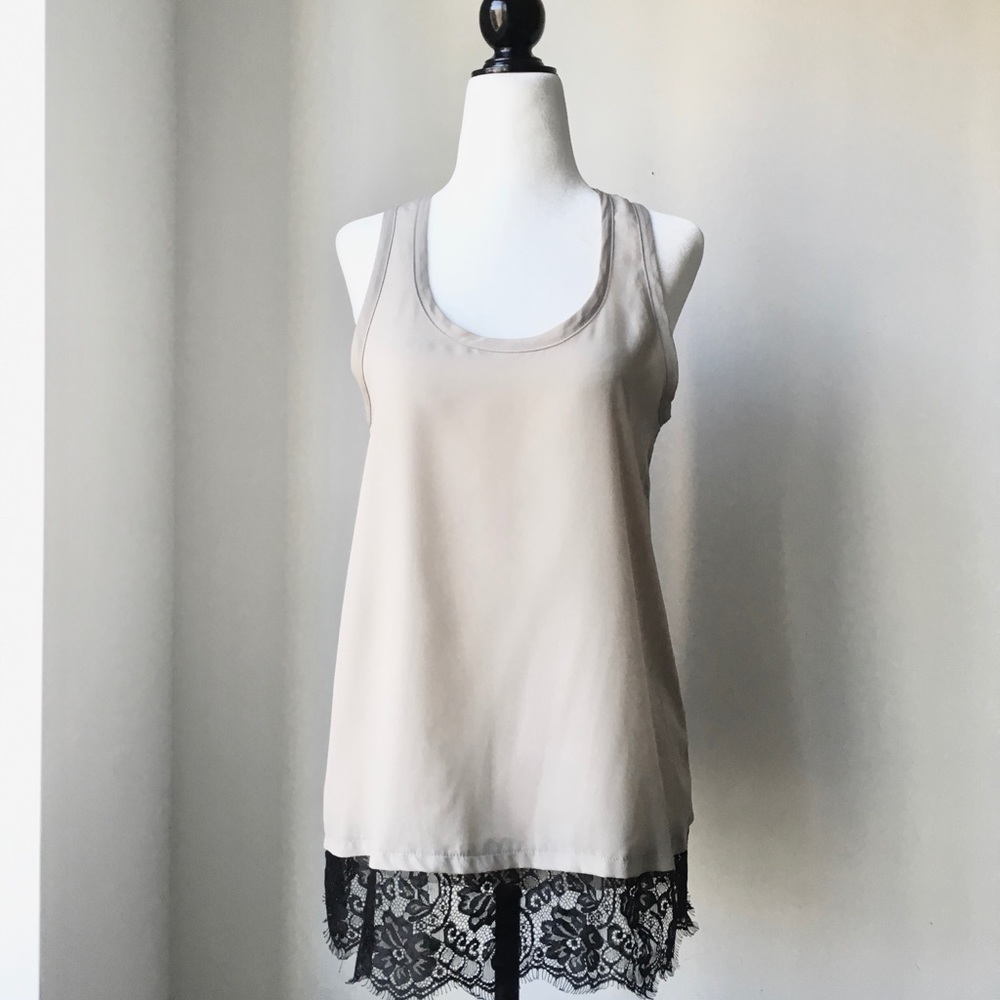 Audrey tunic with black lace trim